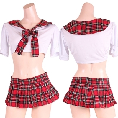 タータンチェックでもっと可愛く見せるセーラー服セット（コスチューム）
